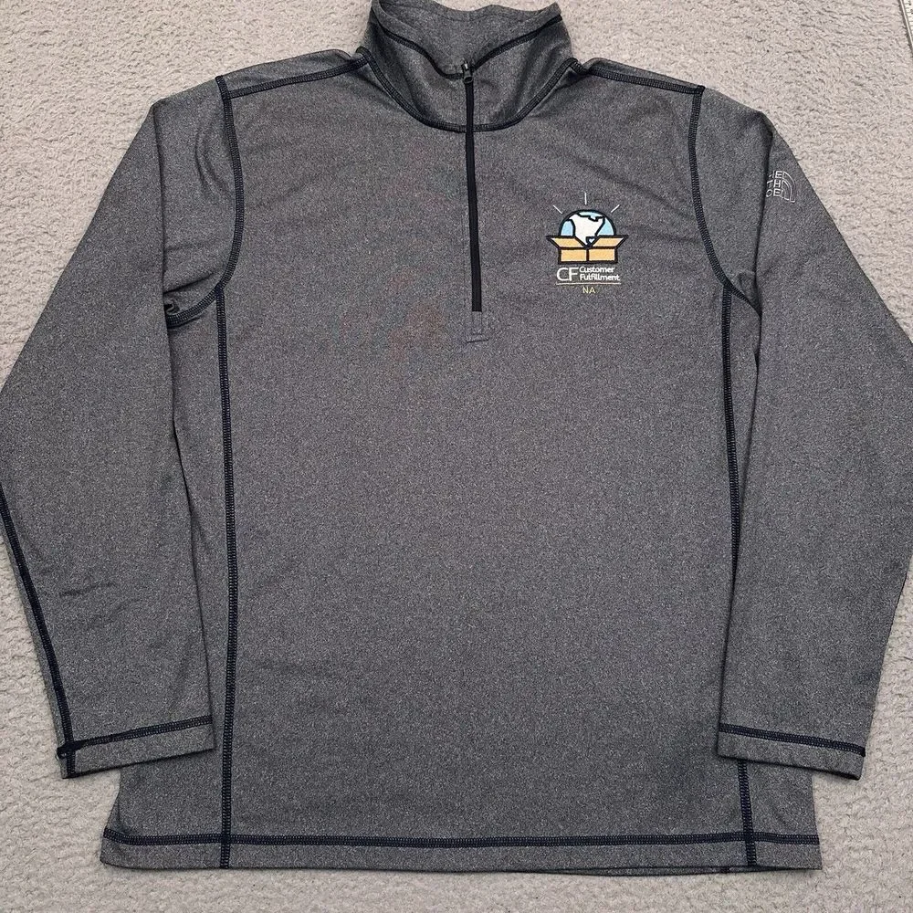 The North Face Tech 1/4 Zip Fleece‎ Men's Large Gray Embroidered Stretch